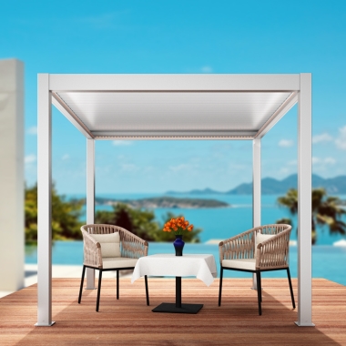 Outdoor Aluminium Gazebo Pergola Louver Roof System With Sliding Glass Doors