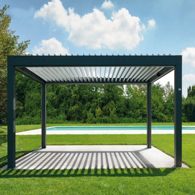 For Supermarket Customized Motorized Aluminum Arbours Waterproof Louvered Roof Outdoor Gazebo