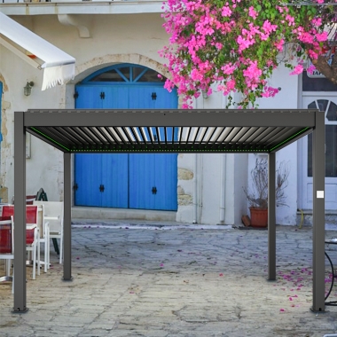For Trading Companies 3x3m Manual Aluminium Pergola Louvre System With Screen