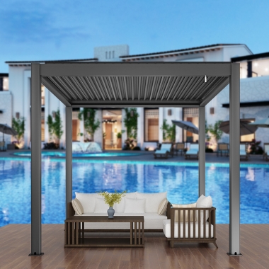 For E-Commerce Freestanding & Wall Mounted Sunshade Rainproof Aluminium Louver Pergola Roof Outdoor For Living Areas