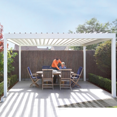 China Easy Install Aluminum Balcony Louvered Roof Motorized Pergola With Solar Photovoltaic Module