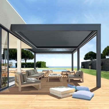 Waterproof Bioclimatic Gazebo Outdoor Motorized Opening Louvered Roof Pergola Kits