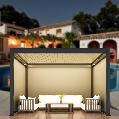 Motorized Louver Roof Pergola Solar Power System Solar Panel Gazebo Roof