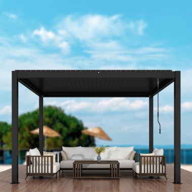 Waterproof Sun Louvres Aluminium Pergola Awning With Outdoor Blinds