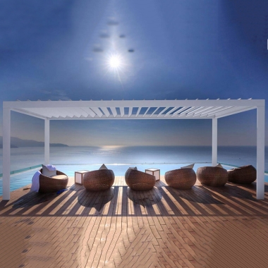Korean Style Modern Design Raining Proof Motorized Louvered Roofs Garden Pergola Aluminium With Operable Roof