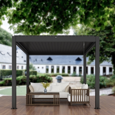 Customized Remote Control Switch Waterproof Rotating Louver Bioclimatic Pergola Awning With Sliding Shutters