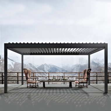Waterproof Bioclimatic Gazebo Outdoor Manual Opening Louvered Roof Pergola Kits Sunrooms
