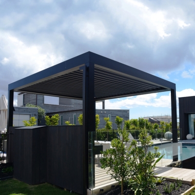 Modern Aluminum Motorized Louvre Roof Sun Block Bioclimatic Pergola Garden Furniture