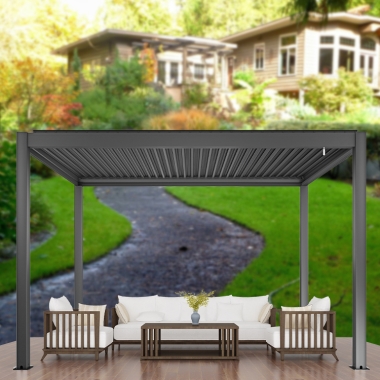 Outdoor motorized louvered roof system aluminum garden gazebo pavilion pergola with metal roof
