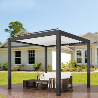 3x3m Modern Outdoor Waterproof Motorized Aluminum Louver Roof Garden Patio Pergola Shade