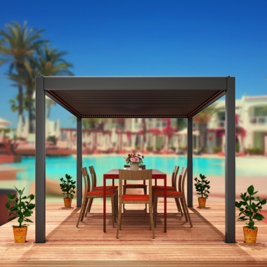 3x3m Adjustable Waterproof Louvered Roof Motorized Aluminum Retractable Pergola Canopy