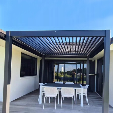 Modern Outdoor Aluminium Pergola Opening Louver Roof Automatic Patio Gazebo 6x4m