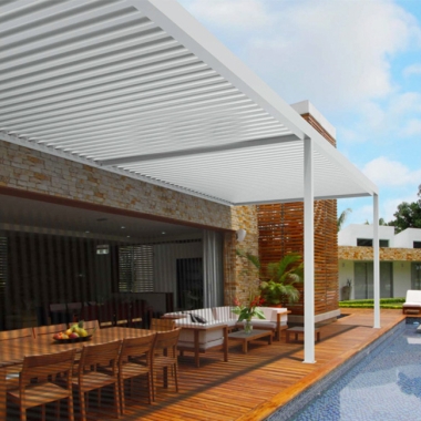 Windproof Remote Control Electric Aluminum Outdoor Pergola Patio Roof 4x4 Gazebo