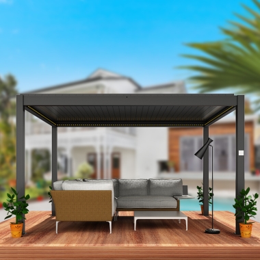 Chinese Pergola Adjustable Louver Roof Aluminum Gazebo Waterproof 3x4 Pavilion