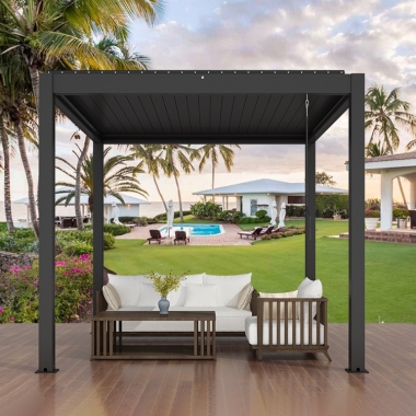 Aluminum Louvre Roof Gazebo Pavilion Electric Roof Waterproof Louver Automatic Pergola