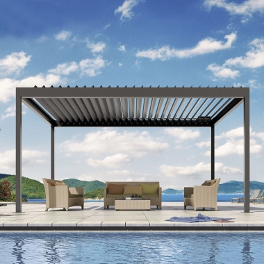Motorised Aluminum Bioclimatic Gazebo Roof For Pool
