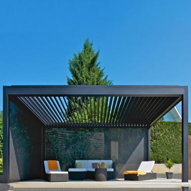 Modern Design Raining Proof Motorized Louvered Roofs Garden Gazebo Aluminium With Operable Roof
