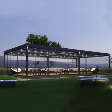 4x4 Aluminum Pergola Motorized Luxury Sun Shade Aluminum Gazebo Roof With Side Screen In Customized Sizes