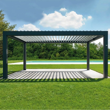 Chinese Patio Cover Balcony Metal Gazebo With Sun Shading Shutter Roof Pergola