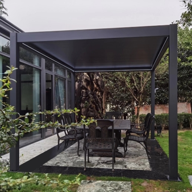 Aluminum outdoor waterproof motorized garden gazebo cover aluminum pergola roof louver