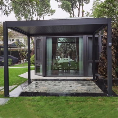 3x4m Black Color Mini Backyard Aluminum Outdoor Gazebo Waterproof Garden Pergola
