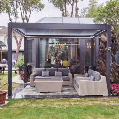Sun Protection Pergola Leisure Small Garden Louvered Roof Aluminum Gazebo Pergola