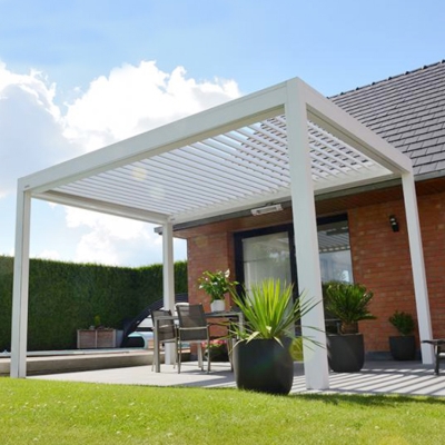 Customized outdoor sunshade waterproof louver roof system pergola price with RGB lighting