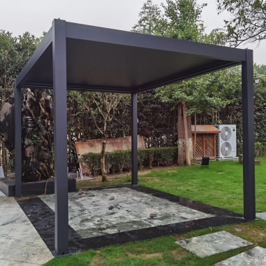 Aluminum Pergola louvred Roof With Screens And Lights Garden Outdoor Bioclimatic Gazebo