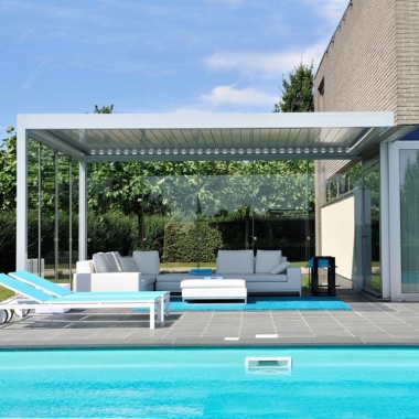 Luxury Electric Terrace Side Sun Screen Awning Retractable Attach Pergola