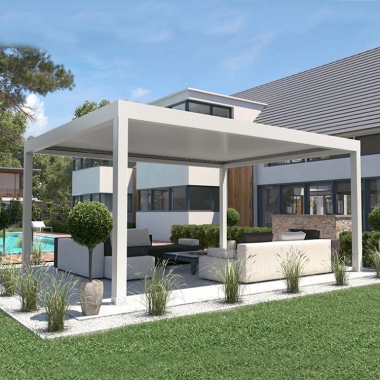 Outdoor Aluminum Waterproof Bioclimatic Pergola With Screens Blinds