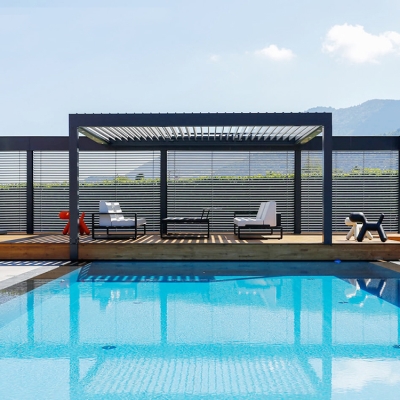 Garden metal square tube gazebo aluminum pergola bioclimatica design