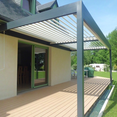 Outdoor Aluminum Pergola With Adjustable Rainproof Roof Louver