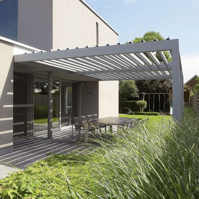 Outdoor waterproof aluminium metal roof pergola louver covers with roller blinds