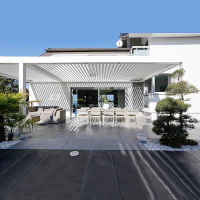 Modern motorized awning aluminum bioclimatic sunshade outdoor terrace roof aluminum pergola