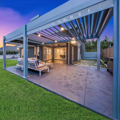 Super Rainproof Outdoor Aluminium Pergolas Roof With Motorized Louvers