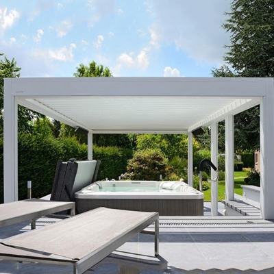 Modern design bioclimatic motorized flat roof garden gazebo pavilion 4x4