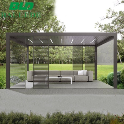 Swimming pool used bio-climatic aluminum gazebo motorized outdoor pergola