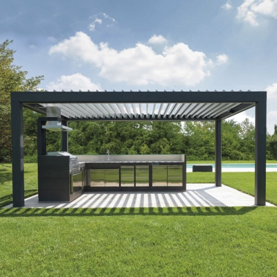 Outdoor 5x4 motorized roof pool pergola gazebo with adjustable louvre roof