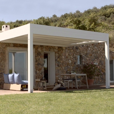 Luxury DIY furniture outdoor waterproof aluminum louvre pergola  bioclimatic with sliding door