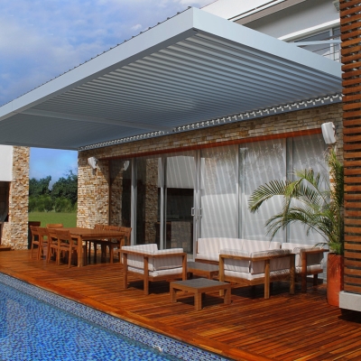 Patio aluminum frame luxury restaurant outdoor awning cover with wind sensor