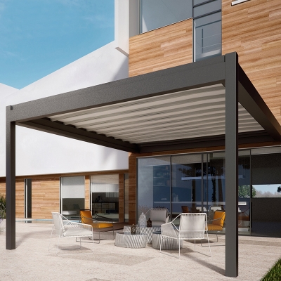 Restaurant use opening roof outdoor bioclimatic aluminum pergola 3x3