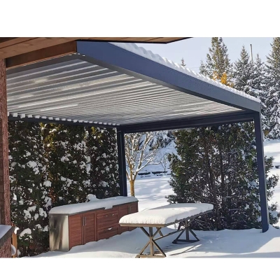 Remote control switch sunshade waterproof garden metal pergola roof system outdoor