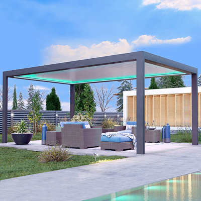 3x4m Freestanding Motorized Pergola With LED Lights
