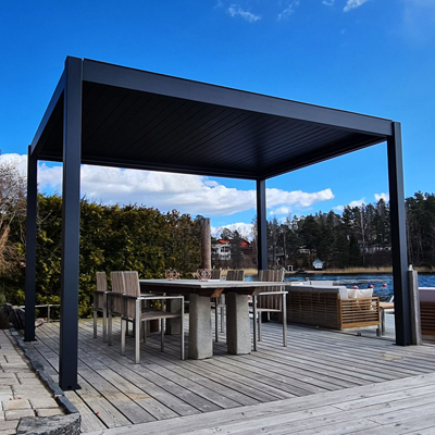 4x4m Grey Waterproof Garden Aluminum Pergola
