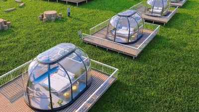 Luxury Outdoor PC Clear Dome House Geodesic Dome Home For Sale