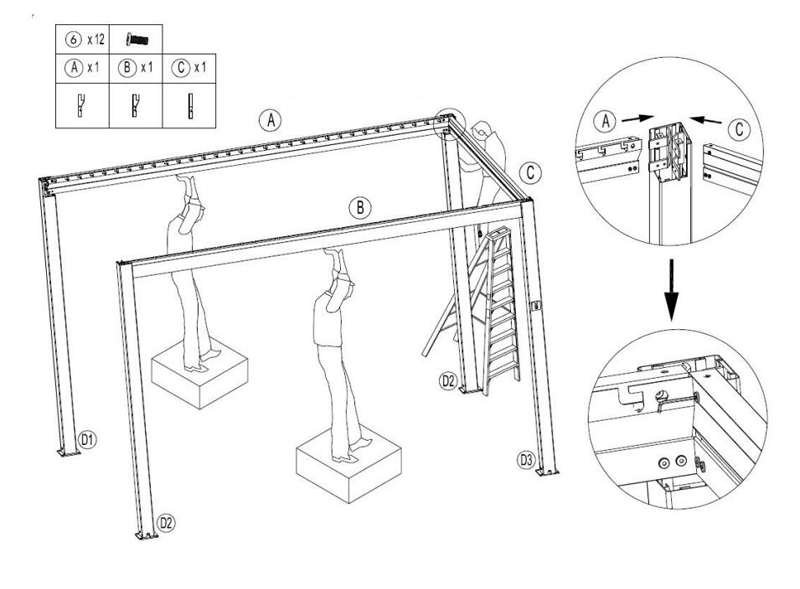 How to install the manual aluminum louvered pergola