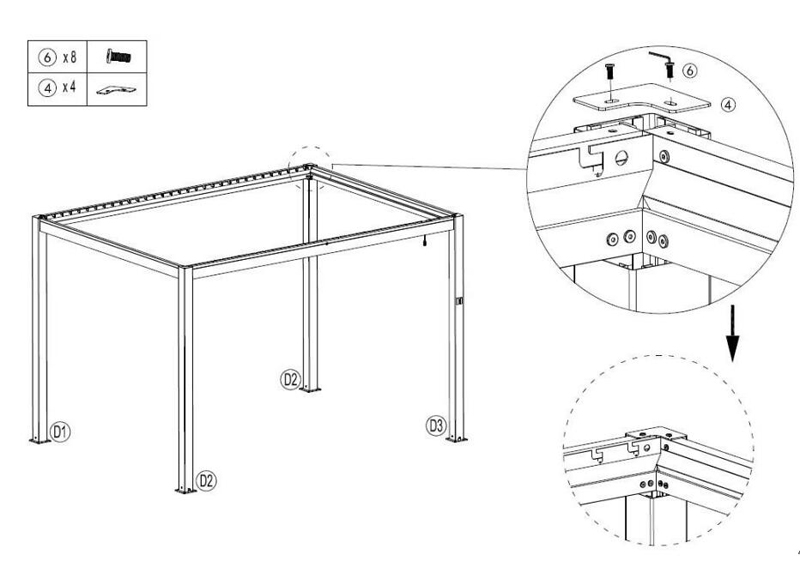 How to install the manual aluminum louvered pergola