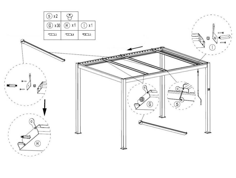 How to install the manual aluminum louvered pergola
