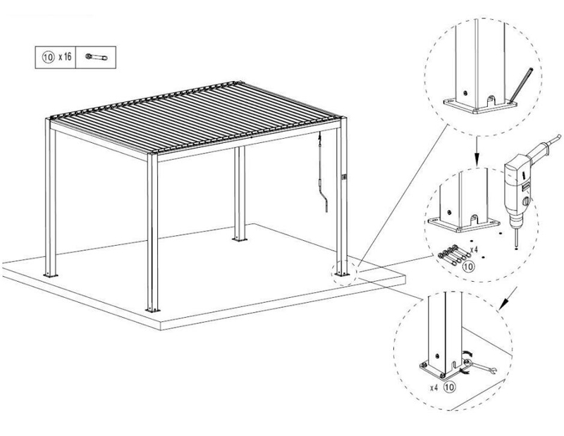 How to install the manual aluminum louvered pergola