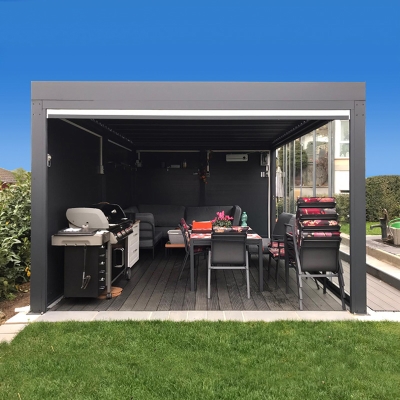 Sell Motorized Opening Waterproof Louvre Roof Outdoor Aluminium Pergola Gazebo 3x3